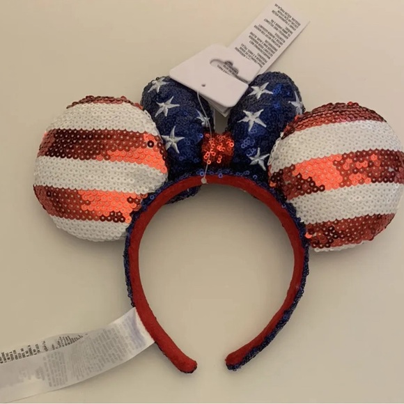 Disney Stars Stripes Americana Minnie Mickey Ears Headband Flag 4th July WDW - Picture 4 of 6